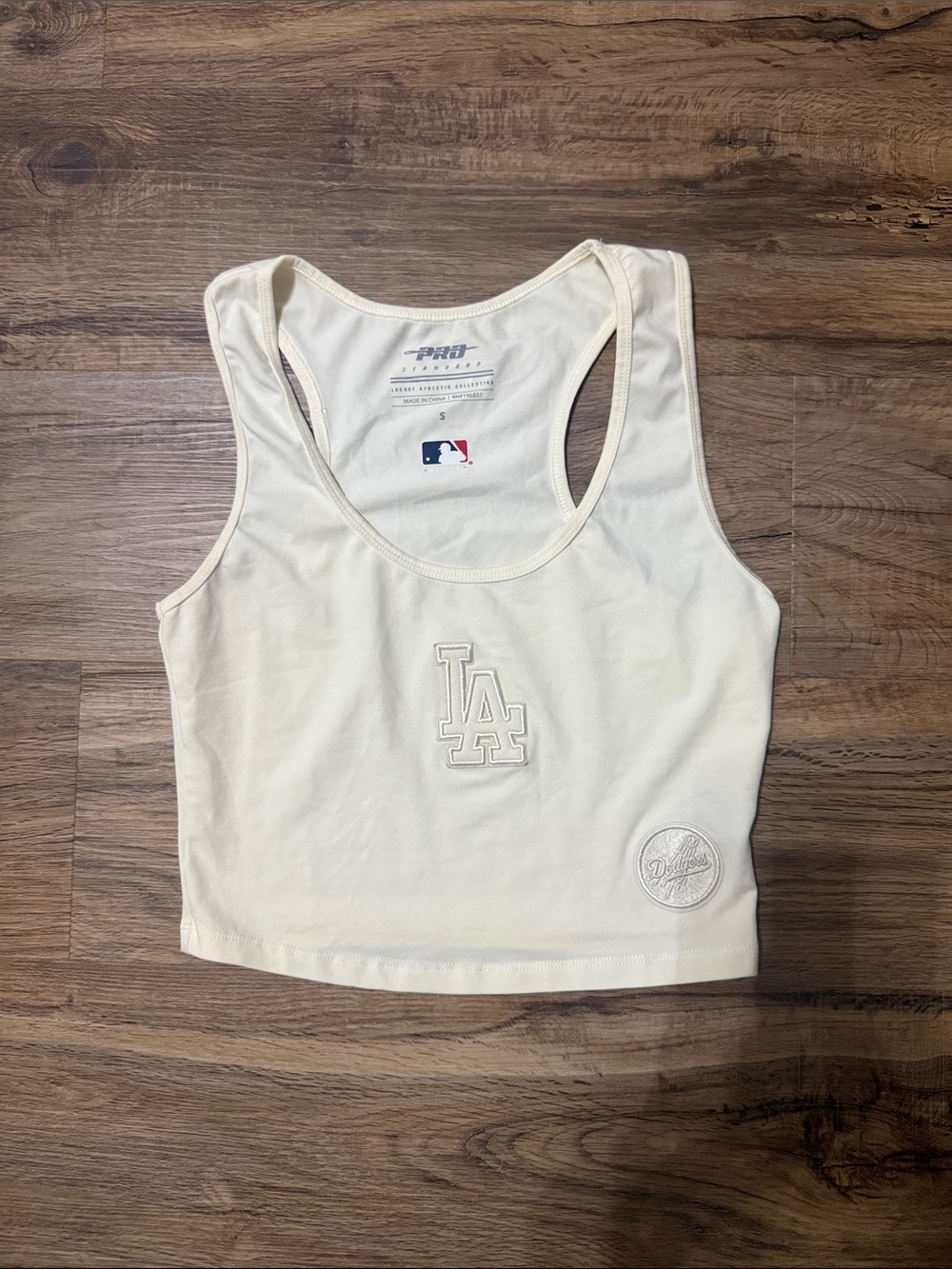 MLB Los Angeles Dodgers Cream Racerback Cropped Tank